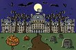 Spooky cartoon of Parrish during Halloween