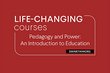 Red graphic with white text reading "Life Changing Courses"