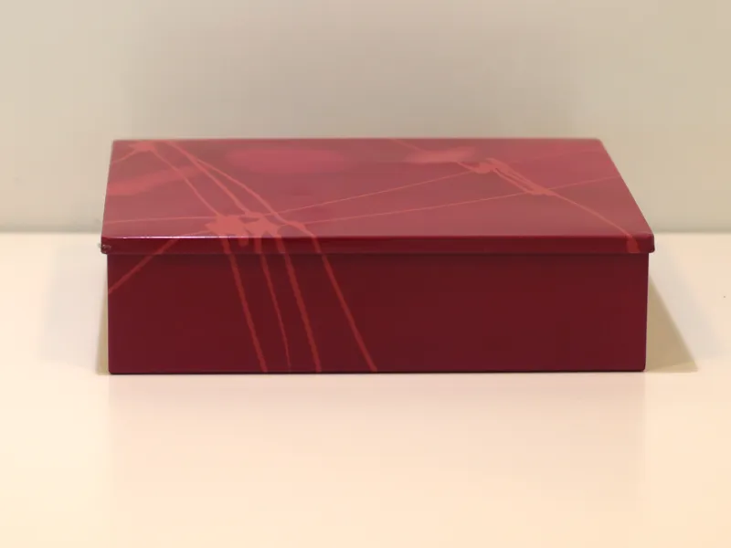 An empty biscuit tin