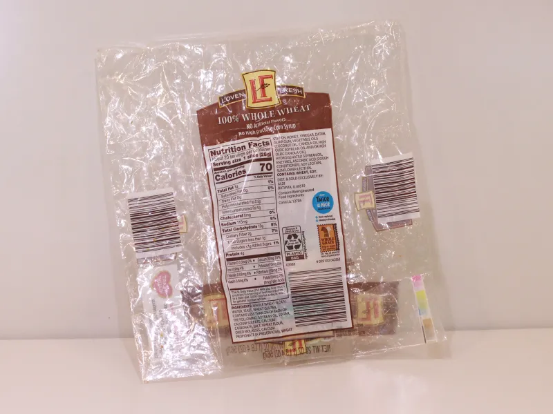 Empty plastic bread bag