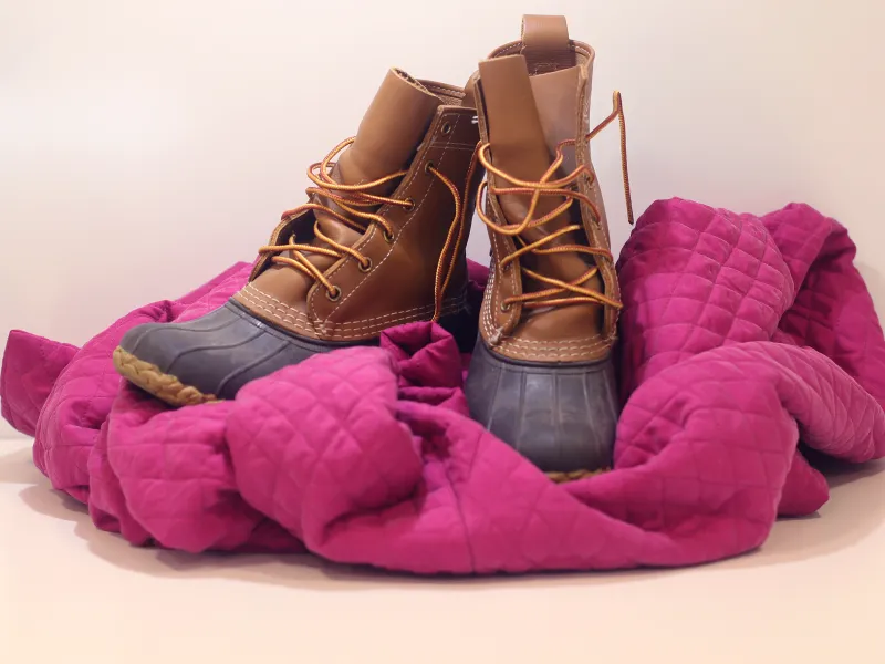 Snow boots and pink clothing