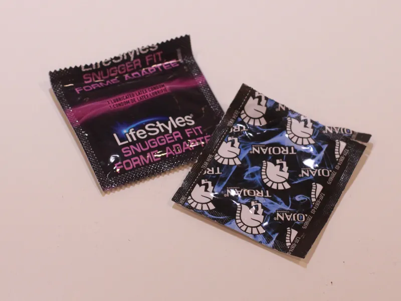 Two condom wrappers
