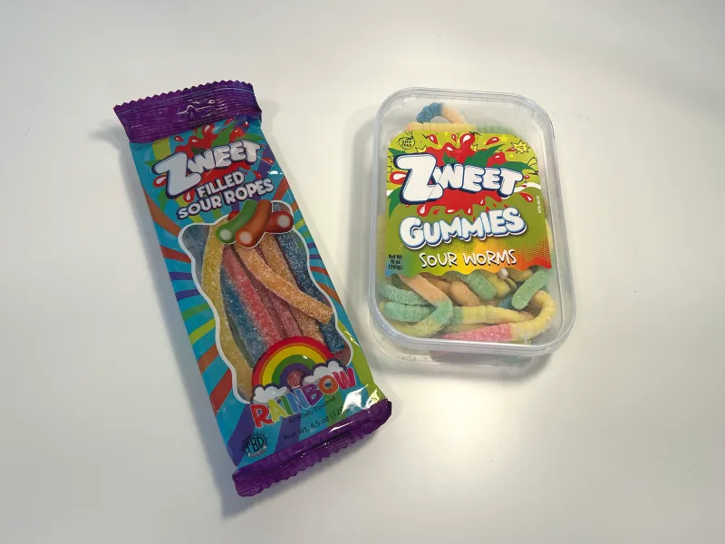 Various gummy worm products