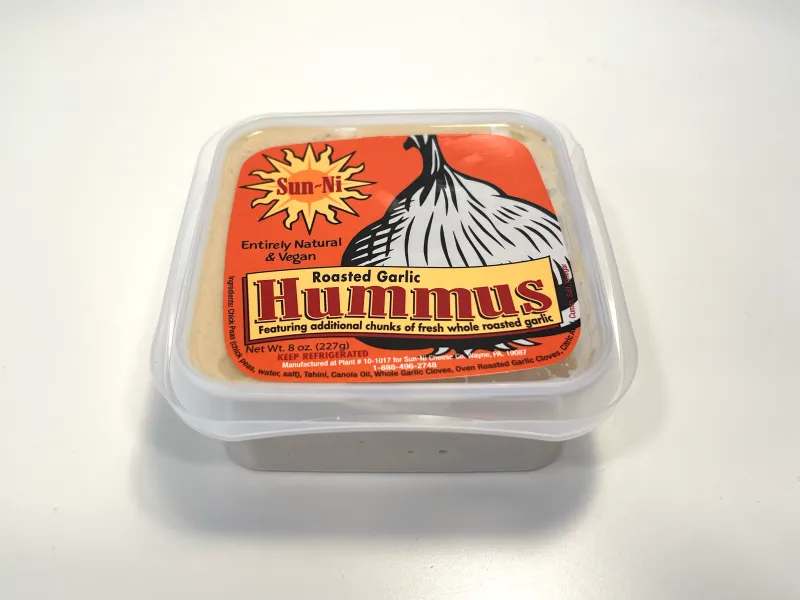 Roasted garlic hummus container