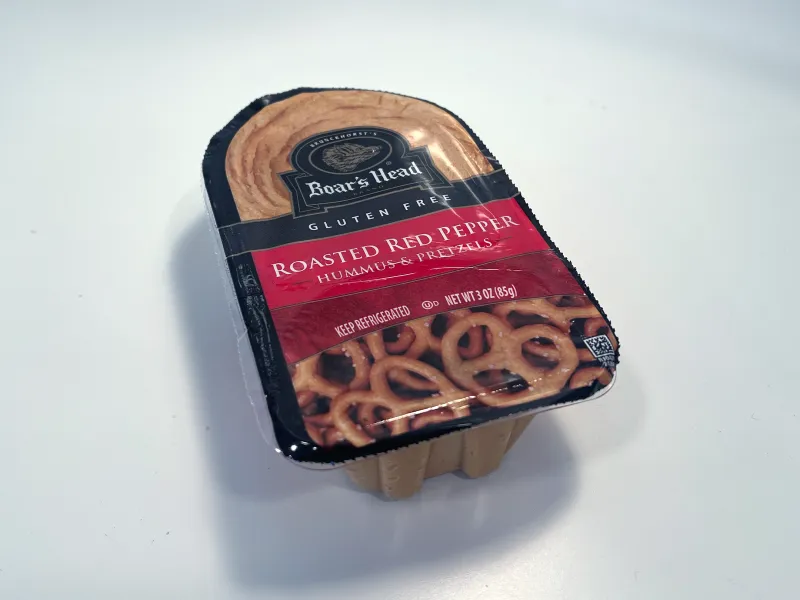 A hummus and pretzel package