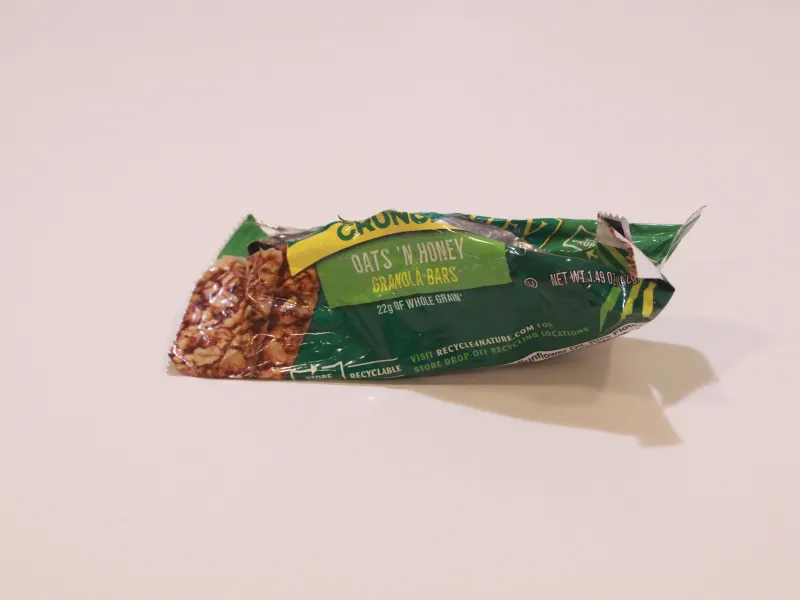 Empty granola bar wrapper