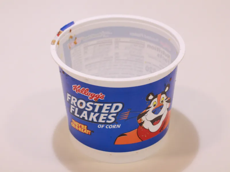Empty cereal cup without lid