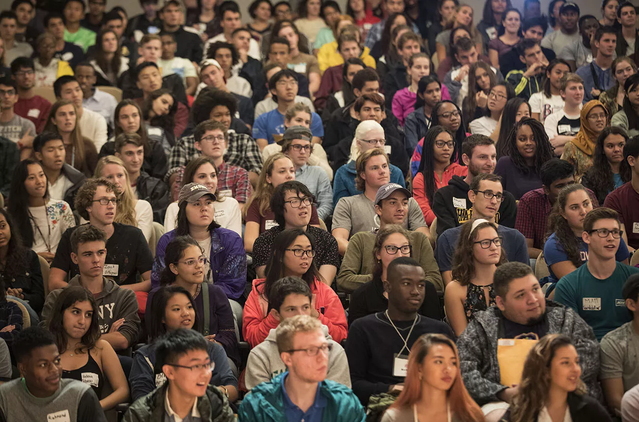 students during orientation