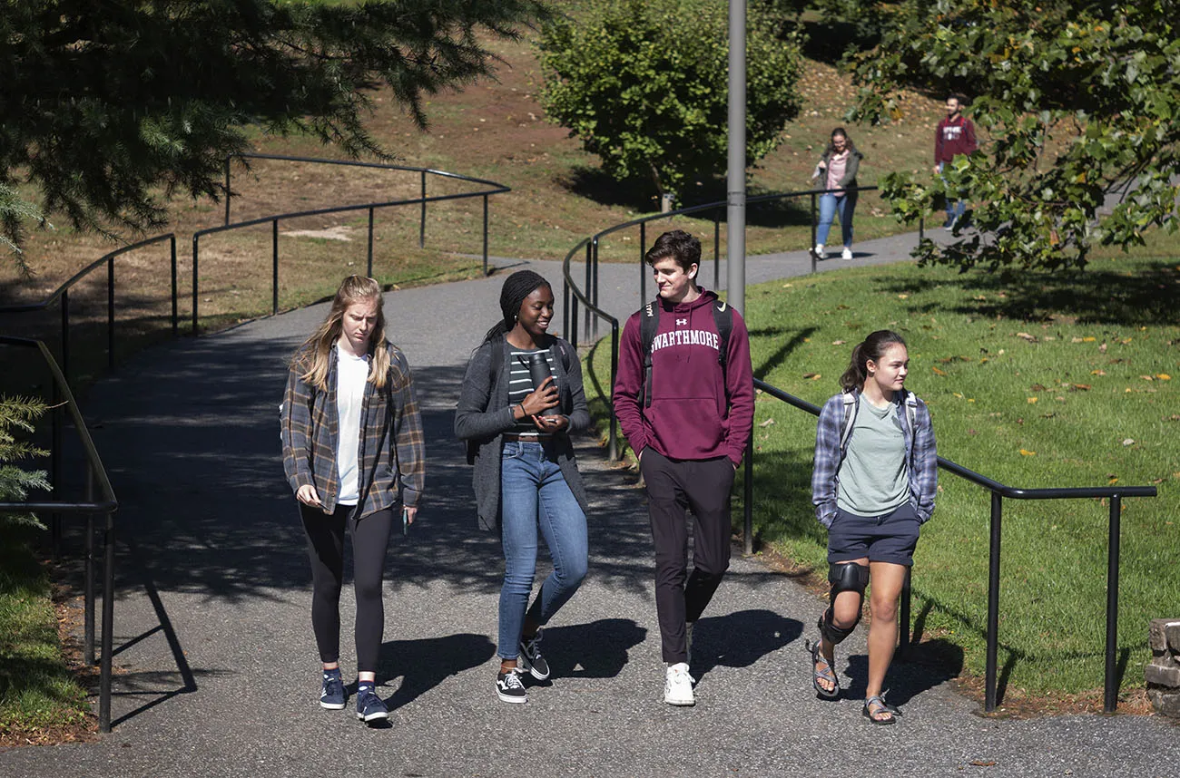 students walking on campus