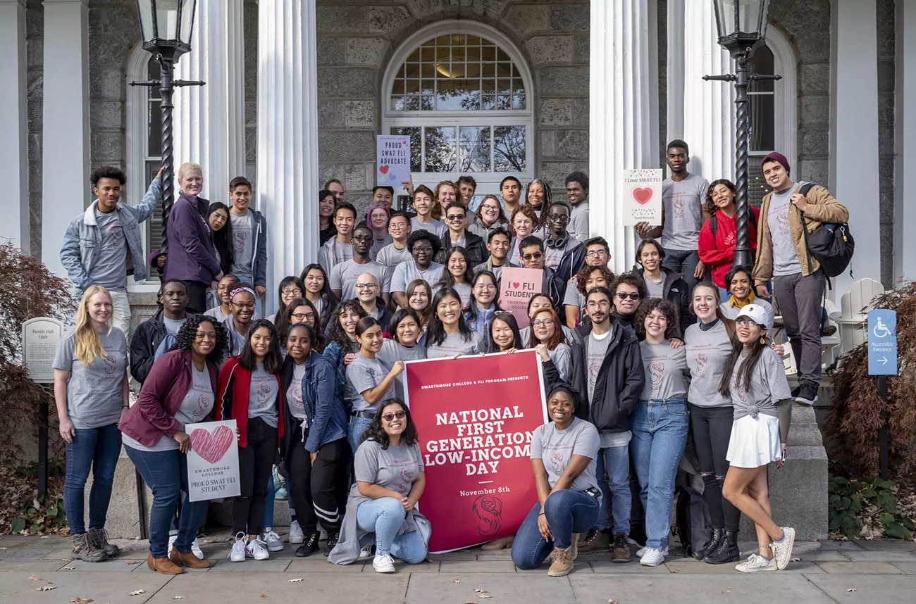 students on steps of Parrish Hall
