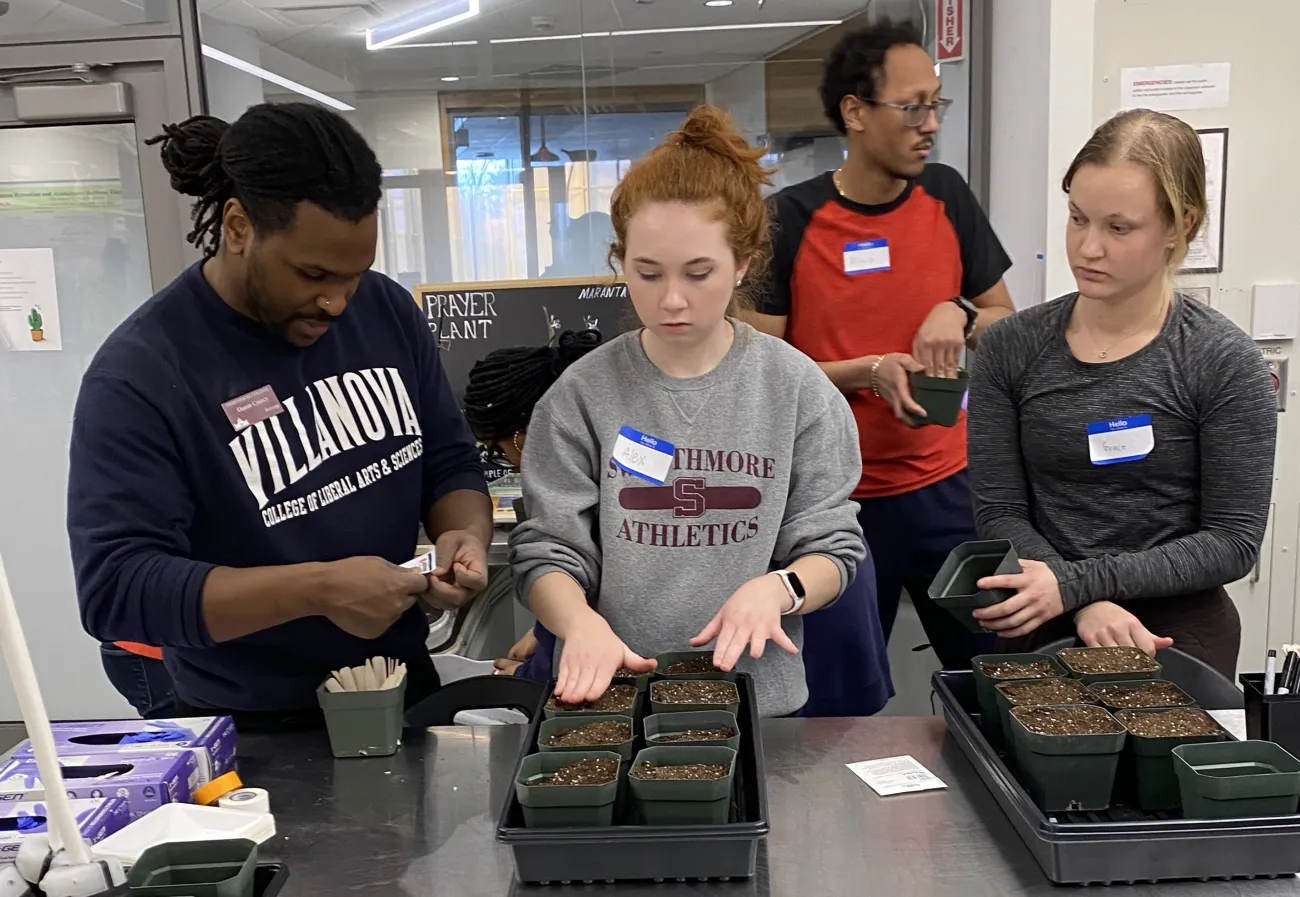 students in greenhouse