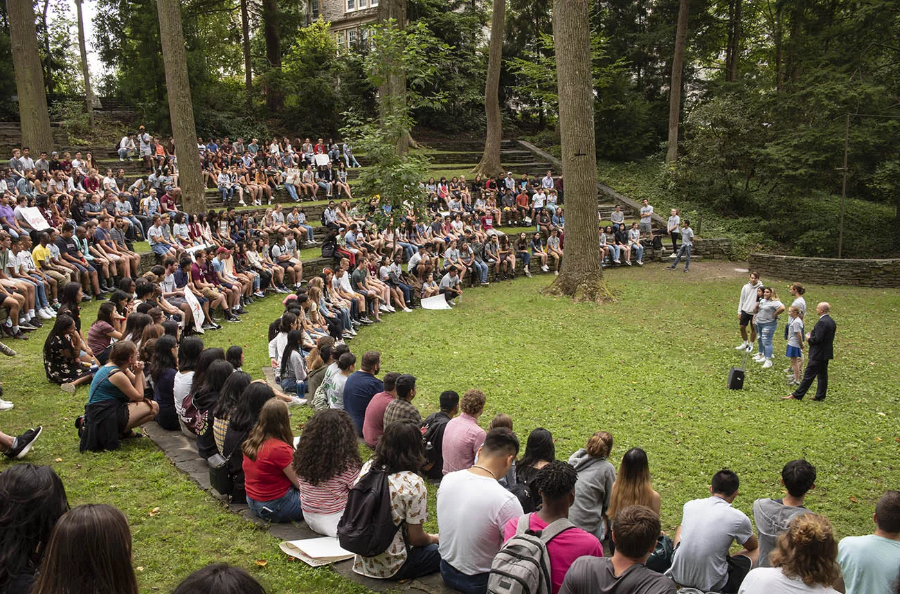students at orientation