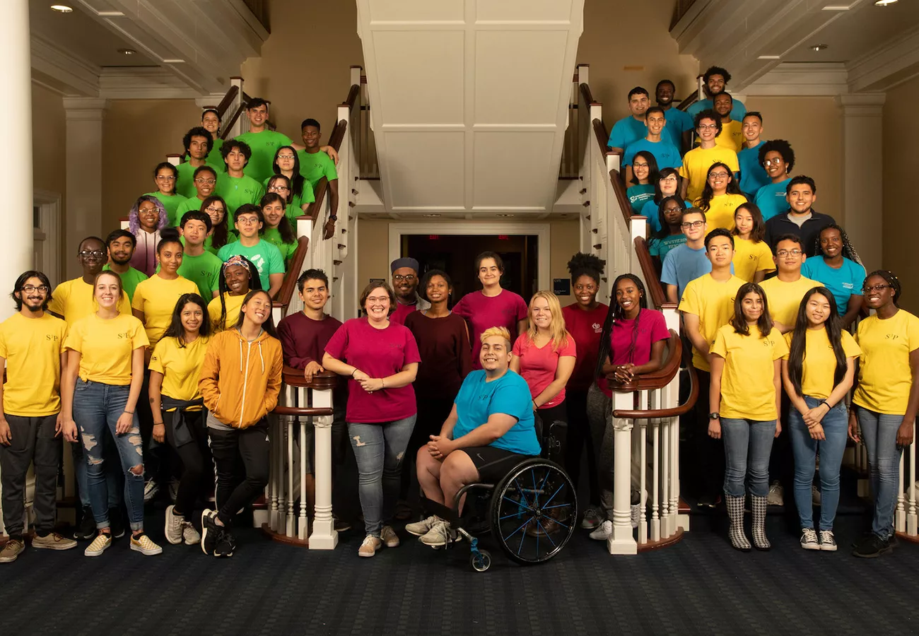 Summar Scholars on indoor staircase in Parrish