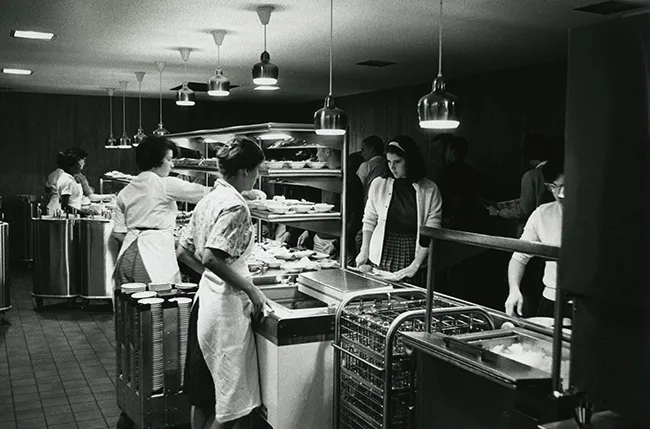 Sharples cafeteria line, late 1960s