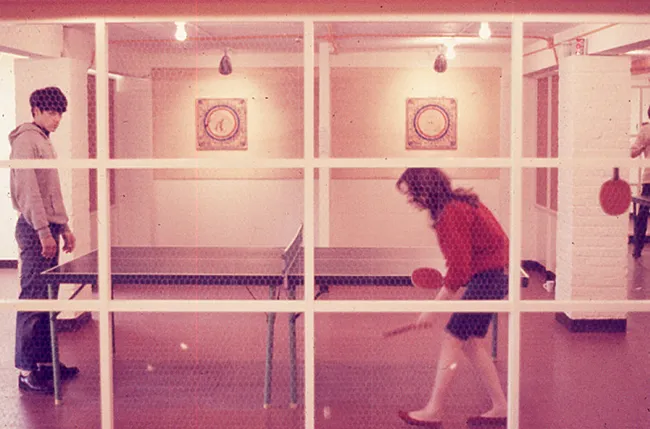 students playing ping pong