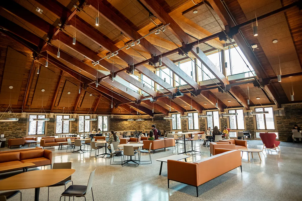 Swarthmore students in sharples commons lounge