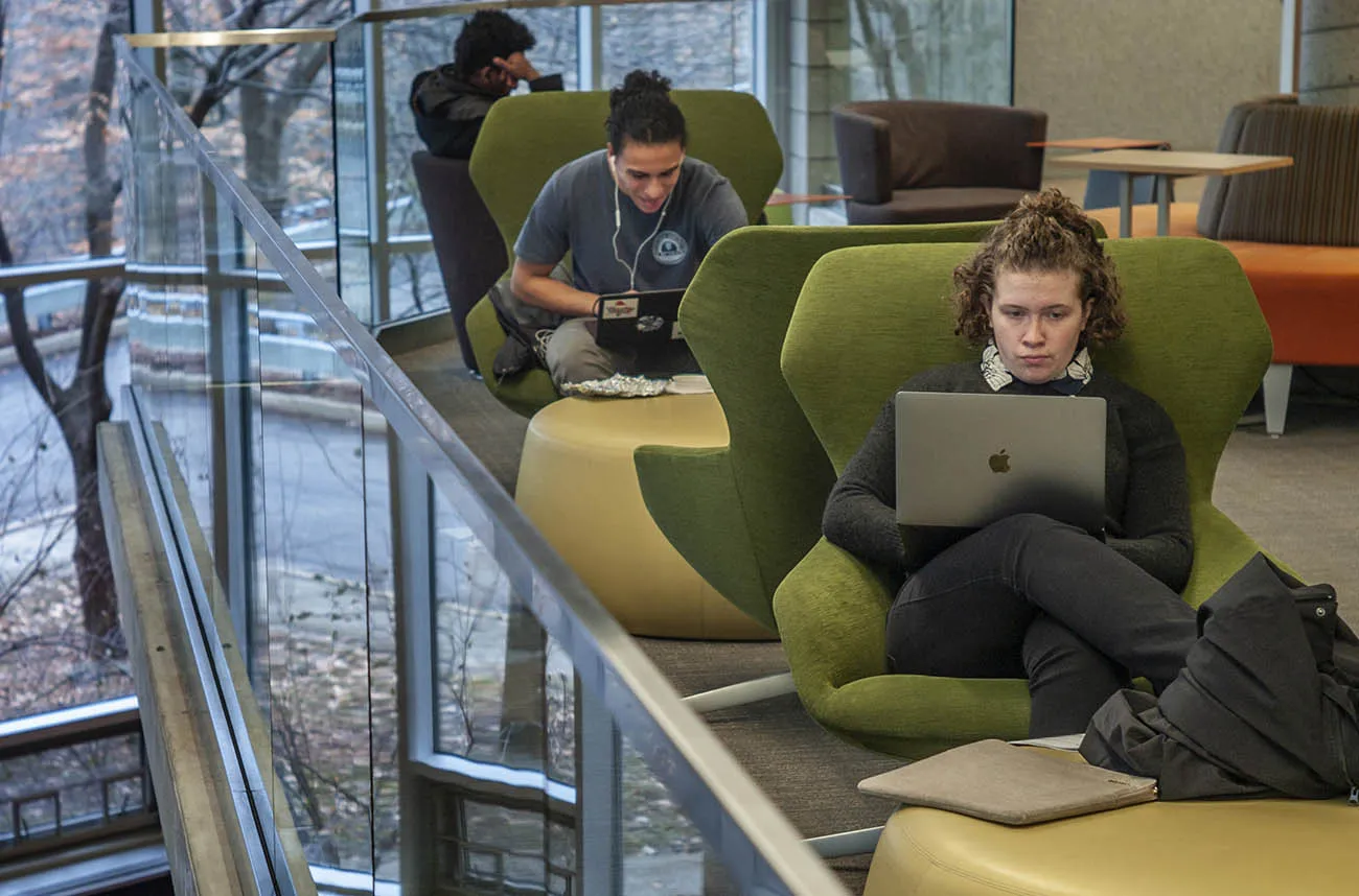 studying in library