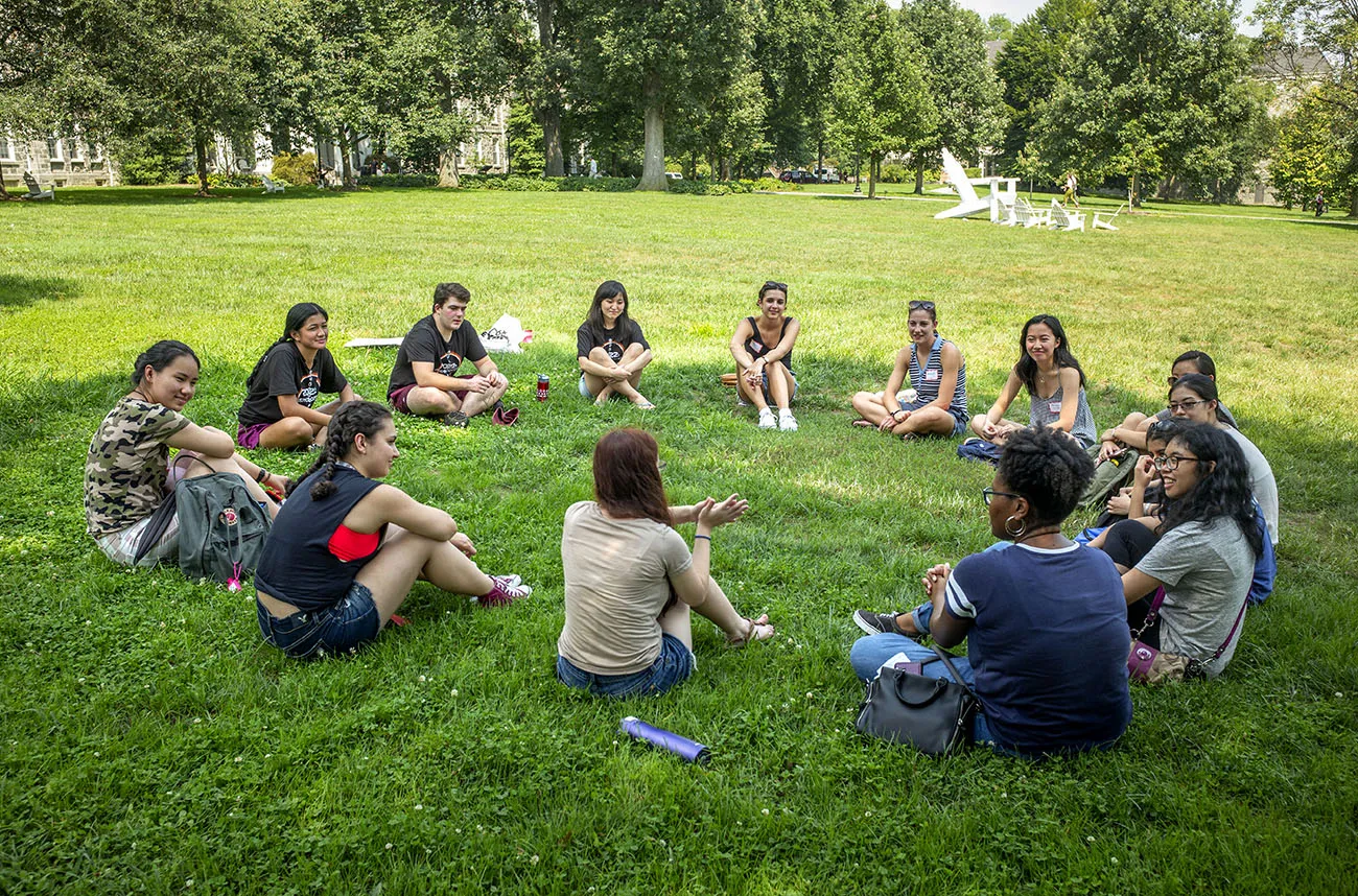 students talking