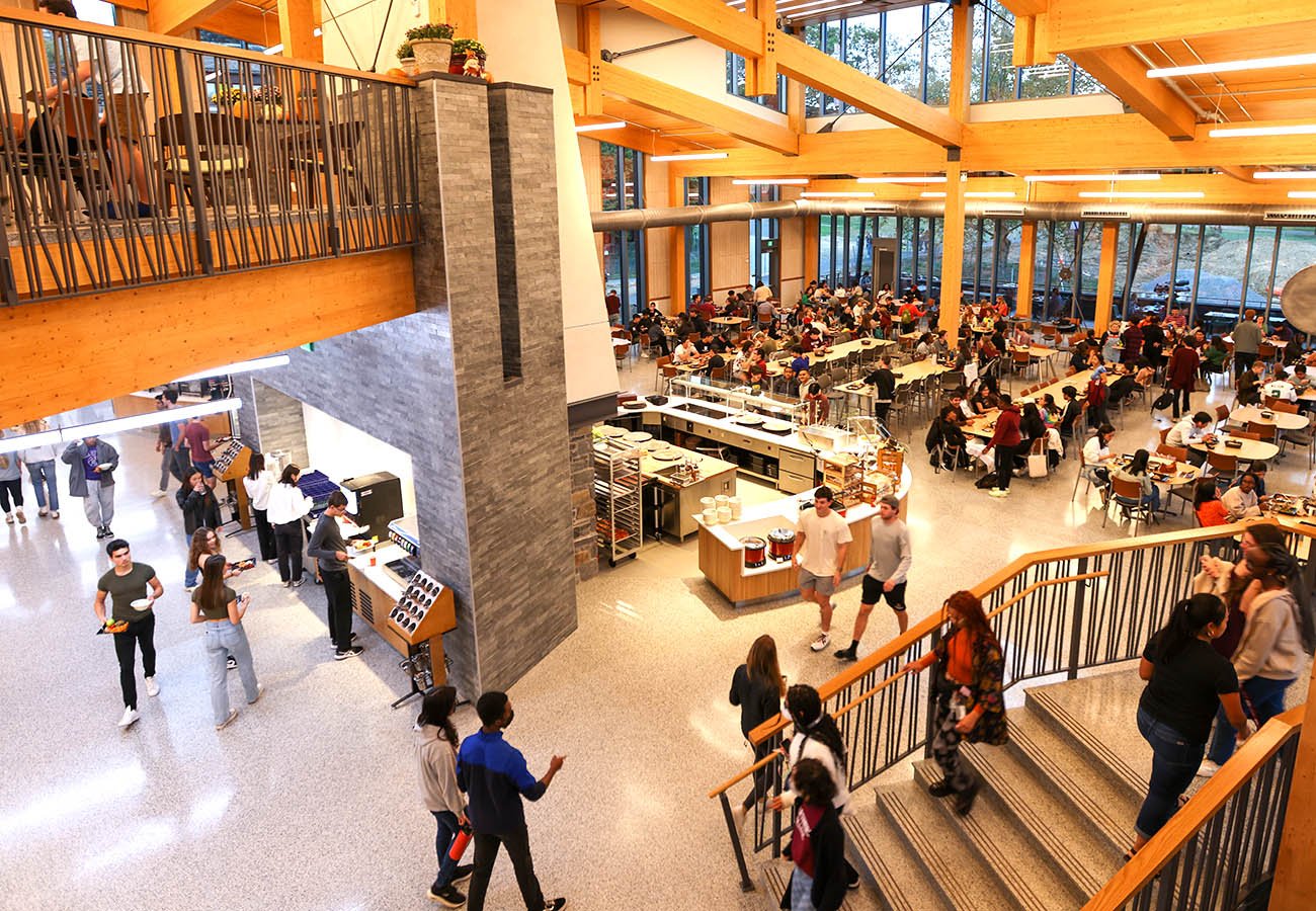 students in the new dining center