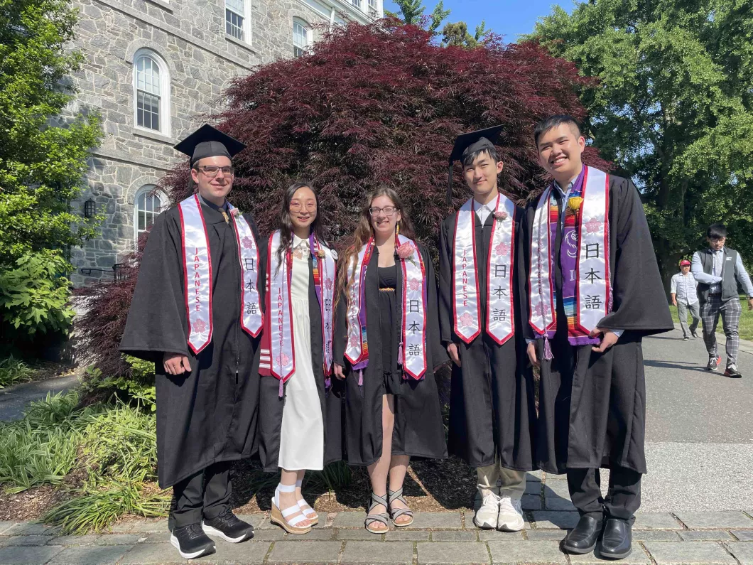 Japanese section graduates standing in a group