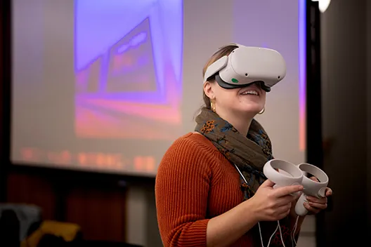 student wearing a VR headset