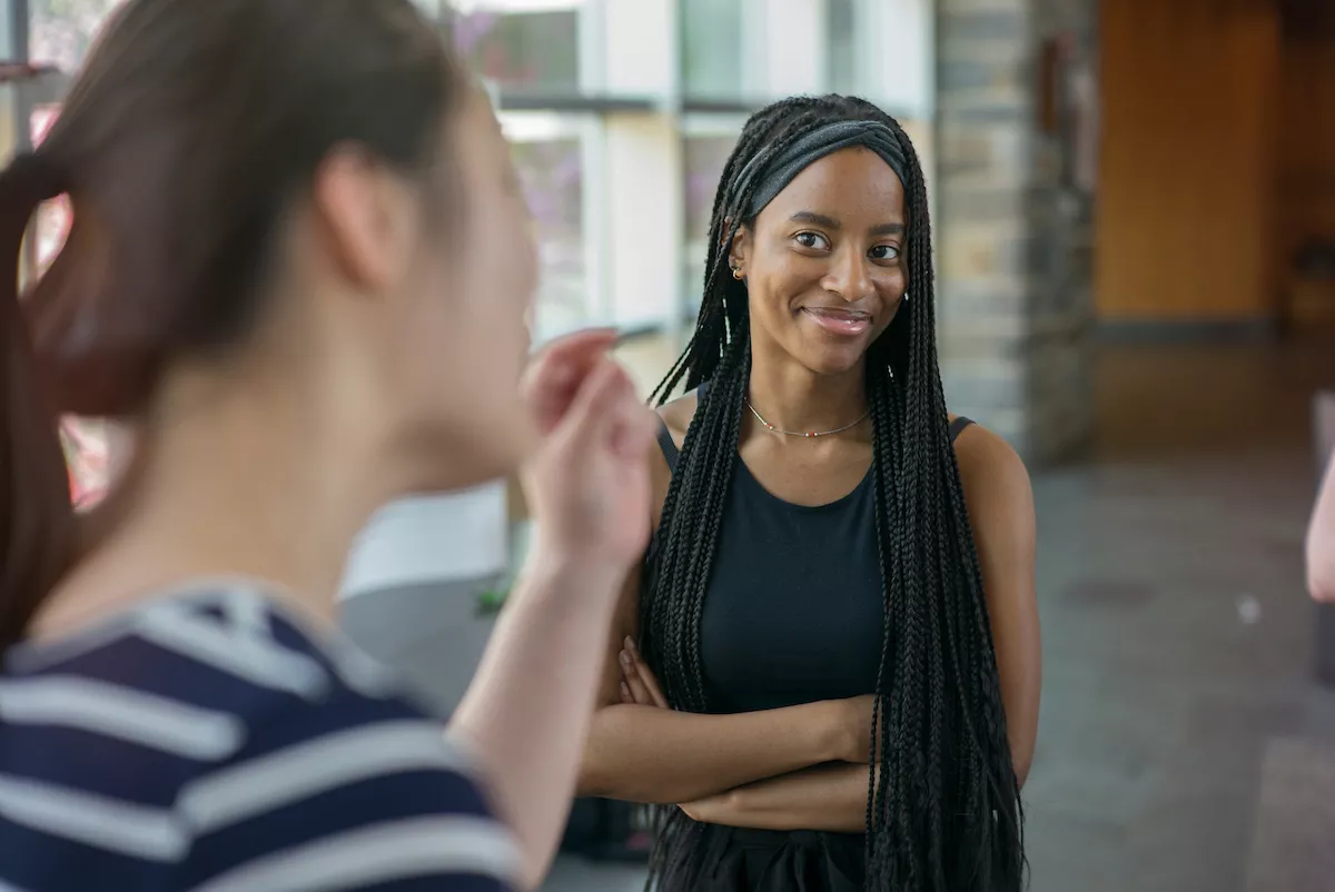 students talking
