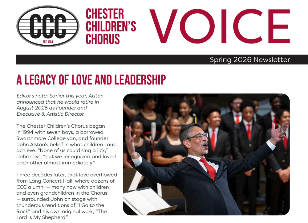 the cover of the spring 2026 CCC newsletter featuring a photo of director John Alston