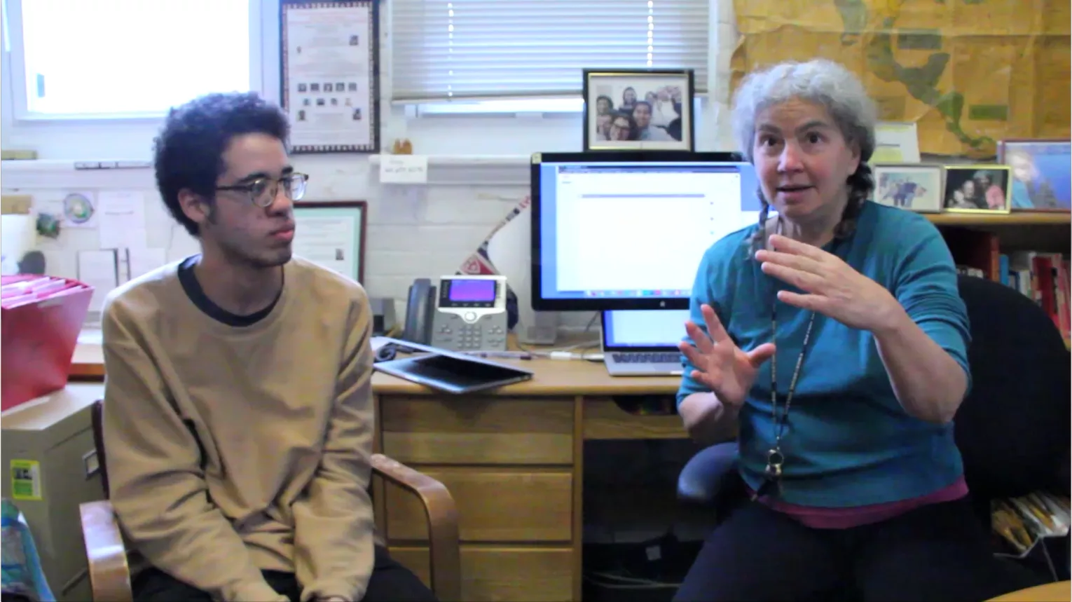 Professor Donna Jo Napolie and student Julien Turner 