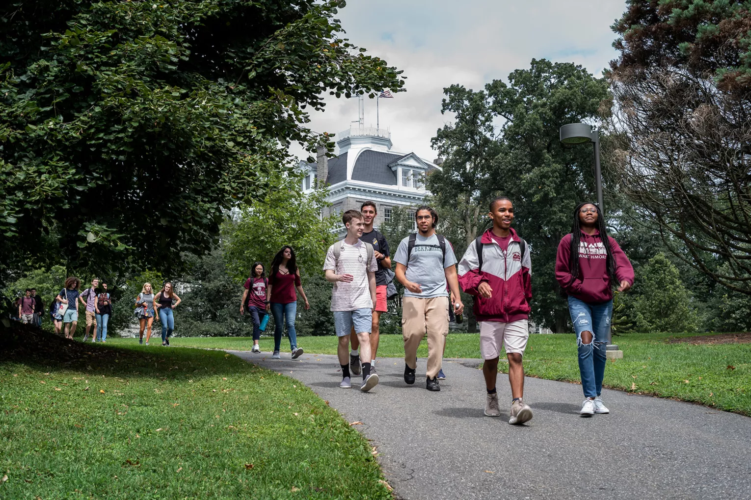 Students walking past Parrish Hall