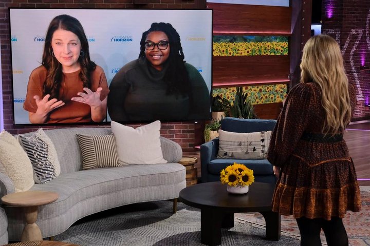 Nell Bang-Jensen '11 and Mydera Taliah Robinson on the Kelly Clarkson Show.