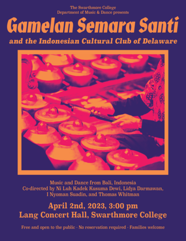 Flyer for Gamelan Semari Santi's upcoming performance