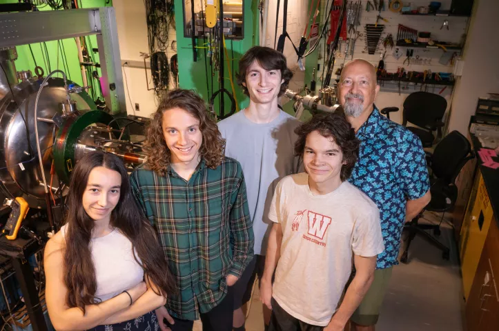Mike Brown and students in lab