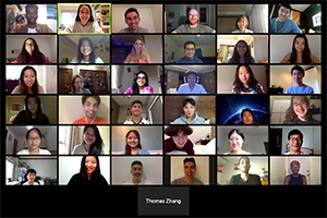 Rows of student faces on Zoom video call