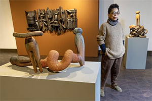 Syd Carpenter with sculptures