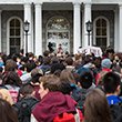 Students rally in front of Parrish Hall