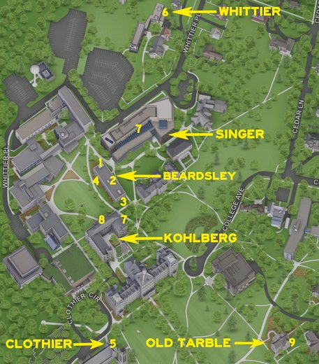 campus map indicating ITS Teaching, Learning and Support spaces