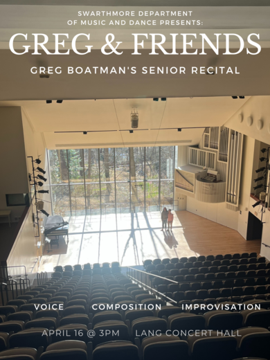 Poster for Greg's upcoming senior recital