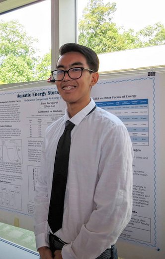 Bunn Buraparat '20 standing in front of his S3P poster
