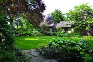 A courtyard at the Scott Arboretum.