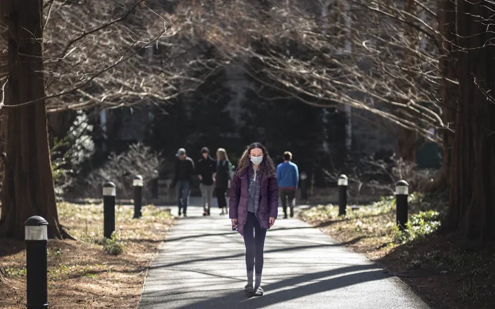 walking on campus