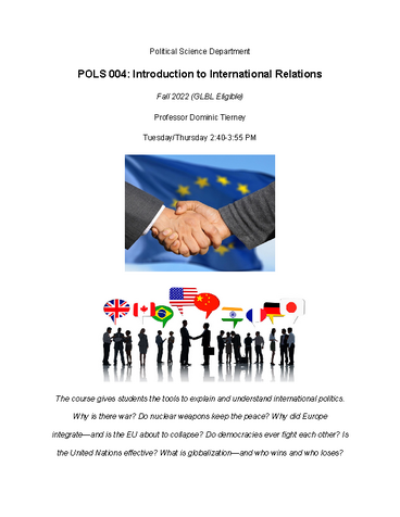 Course flyer for POLS 004