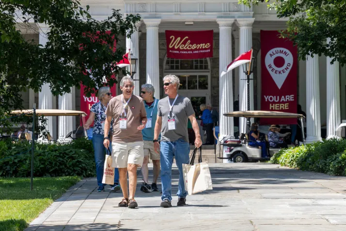 Alumni walk with Parrish Hall in background
