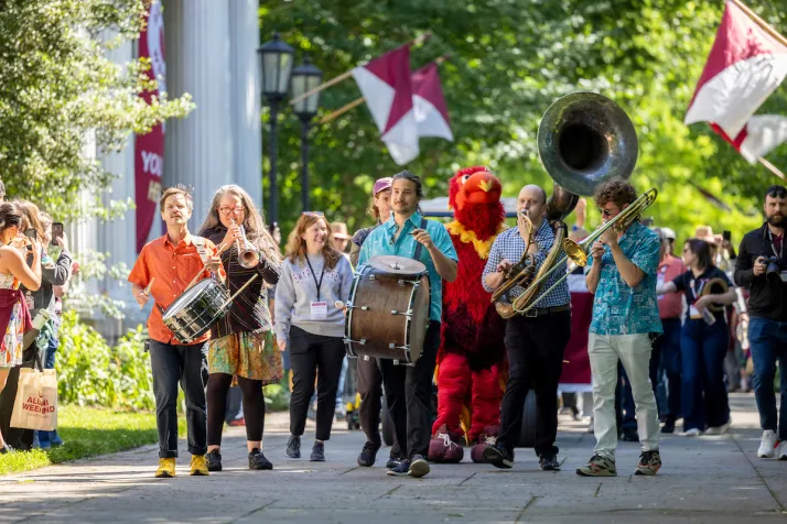 Marching band plays before Parade of Classes