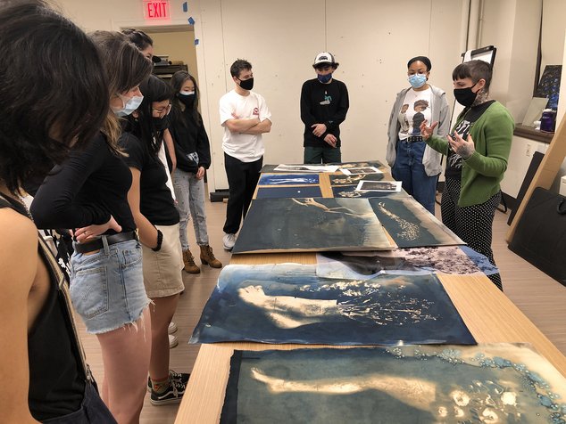 Artist Stephanie Slate visits the Photo III: Alternative Process class as a guest lecturer.