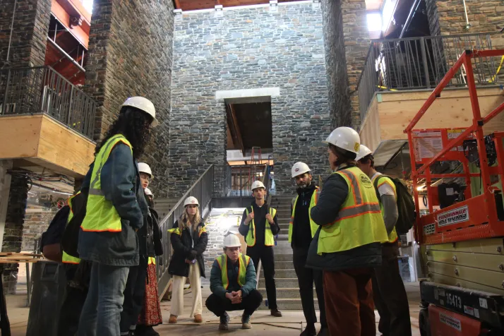 Architectures of Air class tour through the Sharples construction site.