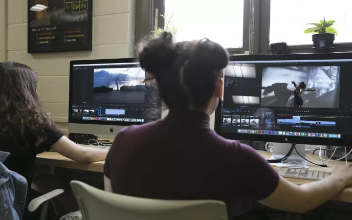 Students working at computers
