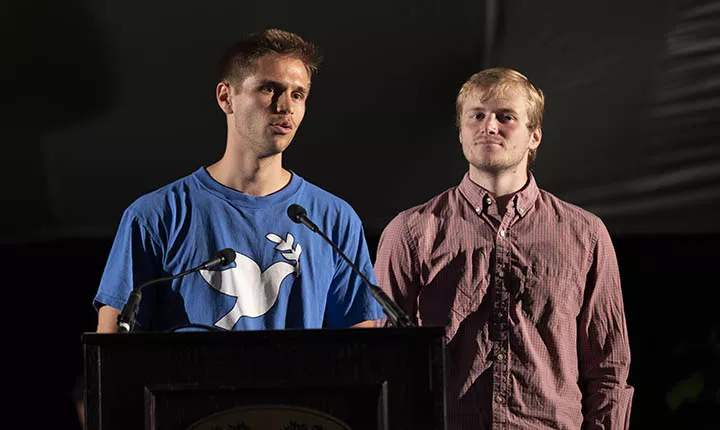 Michael Nafziger '18 and Jeff Novak '18 at Last Collection