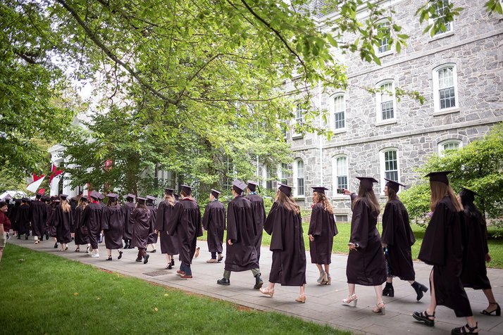 Students proceed to the Commencement ceremony