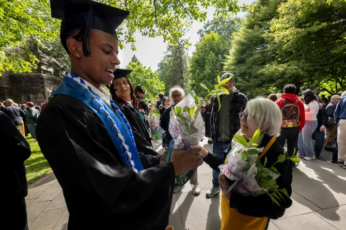 Student receives plant after baccalaureate