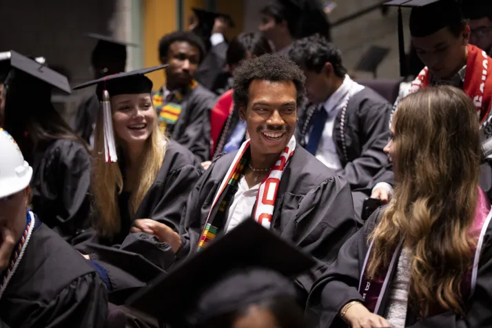 Students chat at baccalaureate ceremony